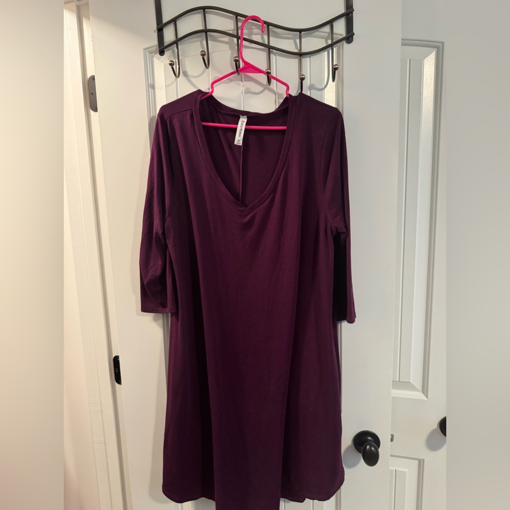 Purple V-Neck Dress